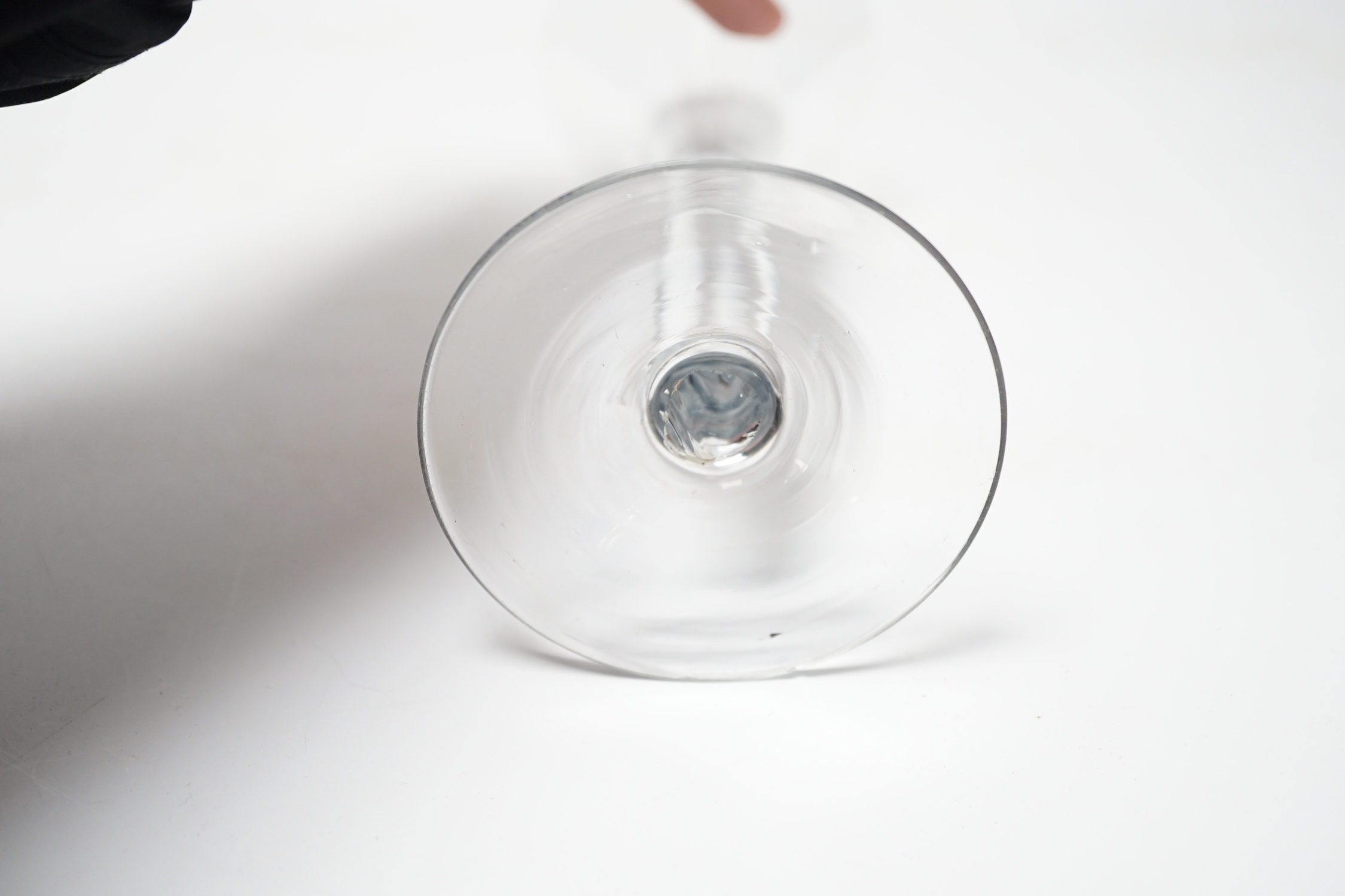 A 1760-1820 Georgian trumpet wine glass, 16.5 cm high